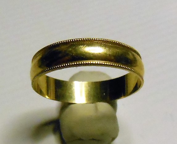 RING BAND 14KT SOLID YG, 5.2MM WIDE, SZ 10.5